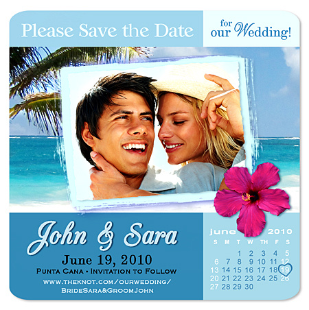 Tropical Photo Square Save the Date Magnet